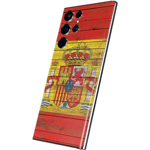 Spain Flag Dark Wood Galaxy S22 Ultra Skin
